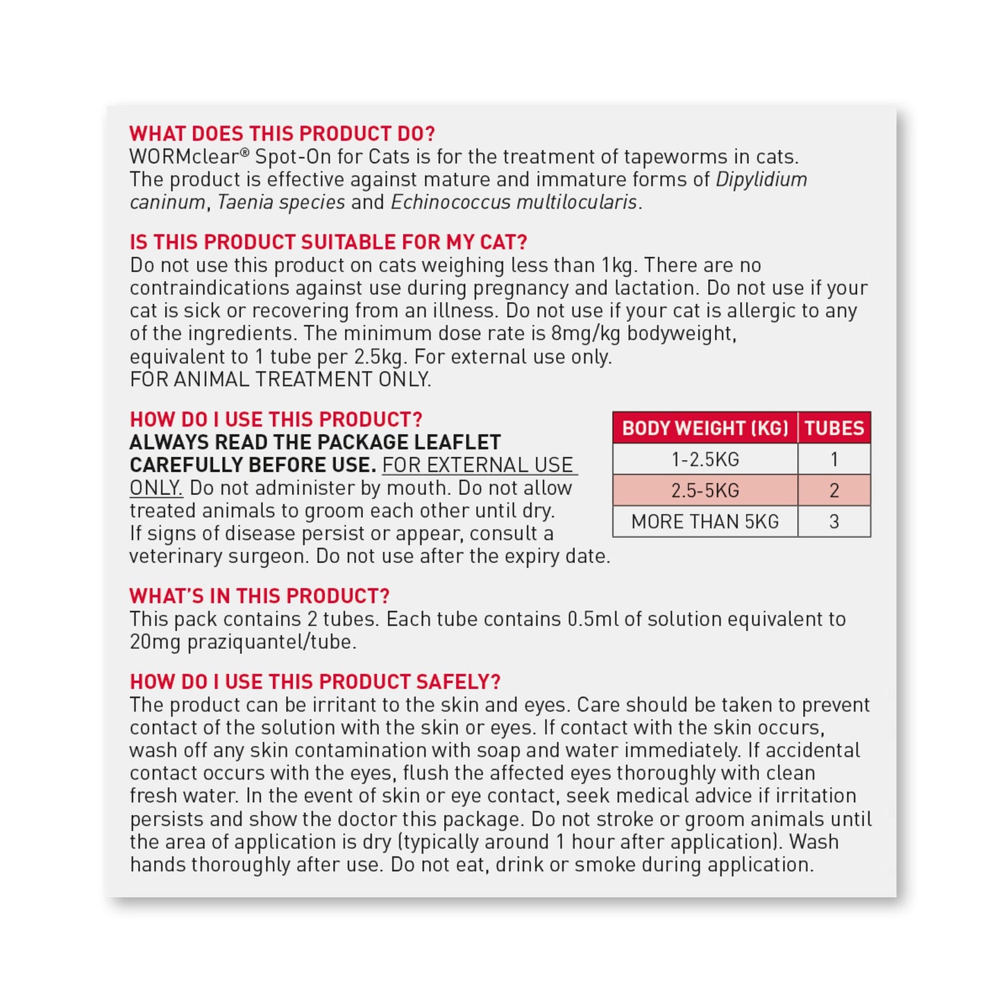 Beaphar WORMclear Worming Spot On for Cats 2 pipettes