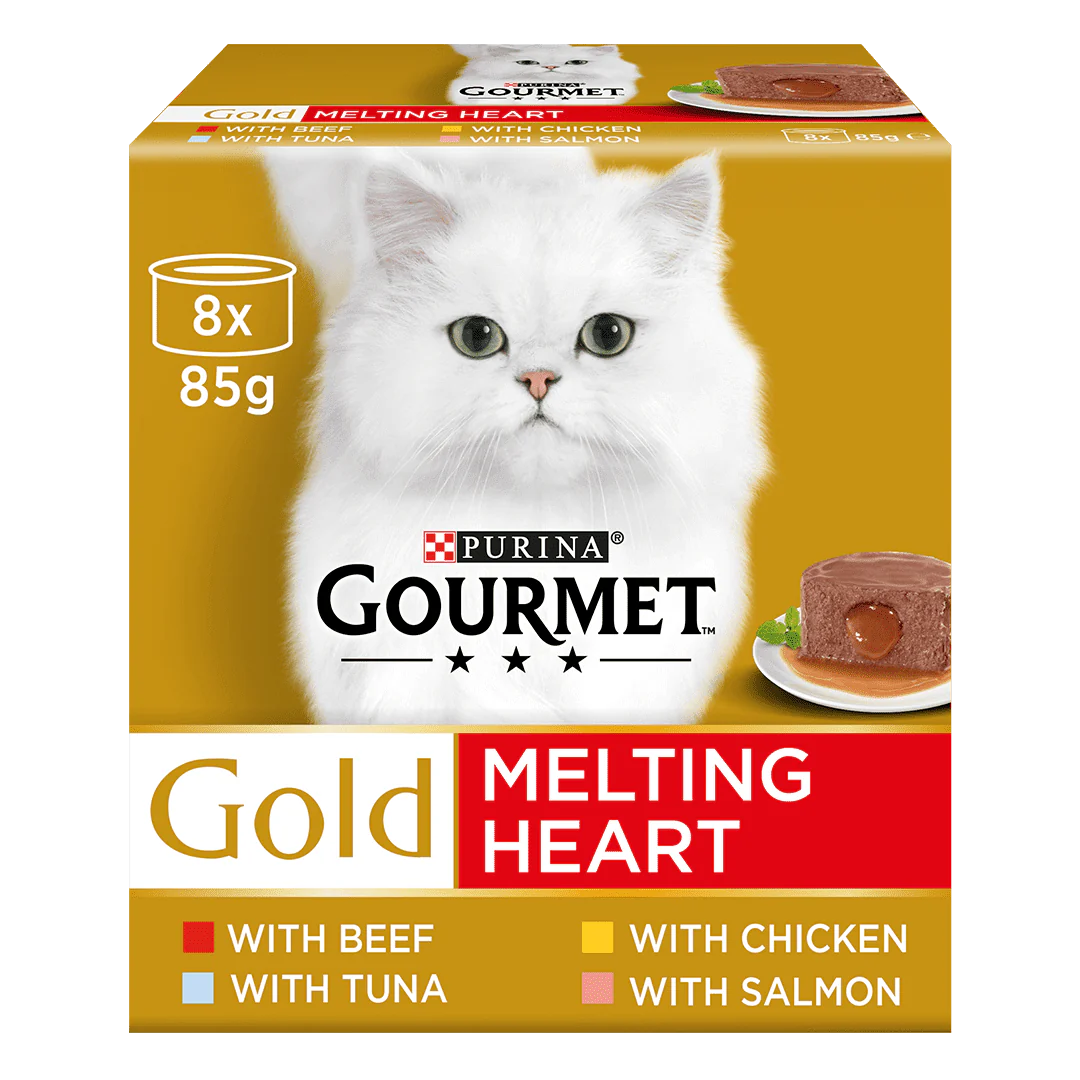 Gourmet Adult Gold Melting Heart Meat and Fish Wet Cat Food 8x 85g