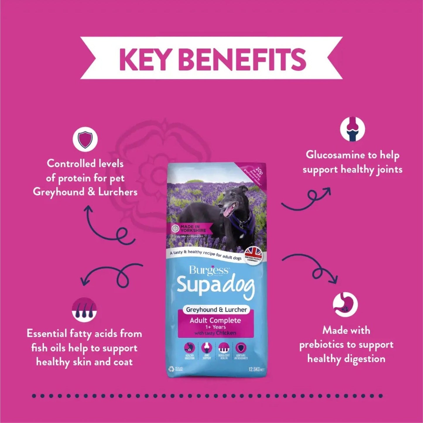 Burgess Greyhound & Lurcher with Chicken Dry Dog Food 12.5kg