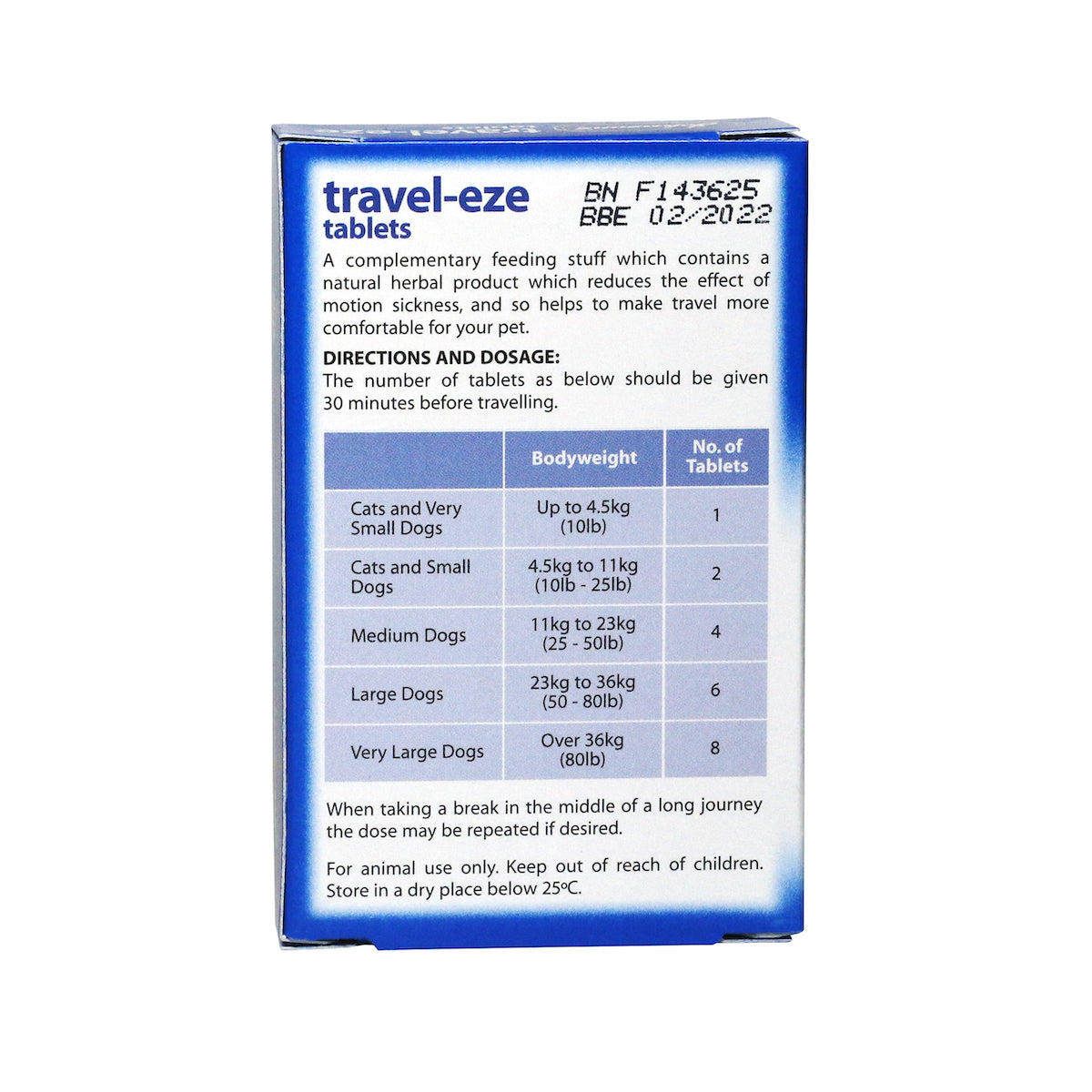 Johnsons Travel Eze Tablets for Dogs 24 tablets