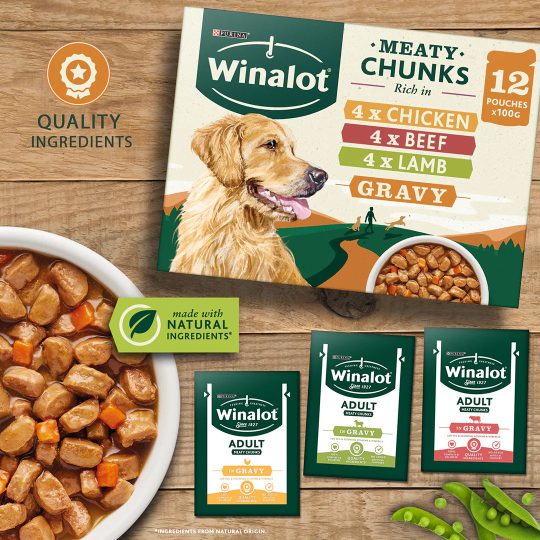 Winalot Adult Meaty Chunks Mixed in Gravy (Beef, Chicken, Lamb) Wet Dog Food