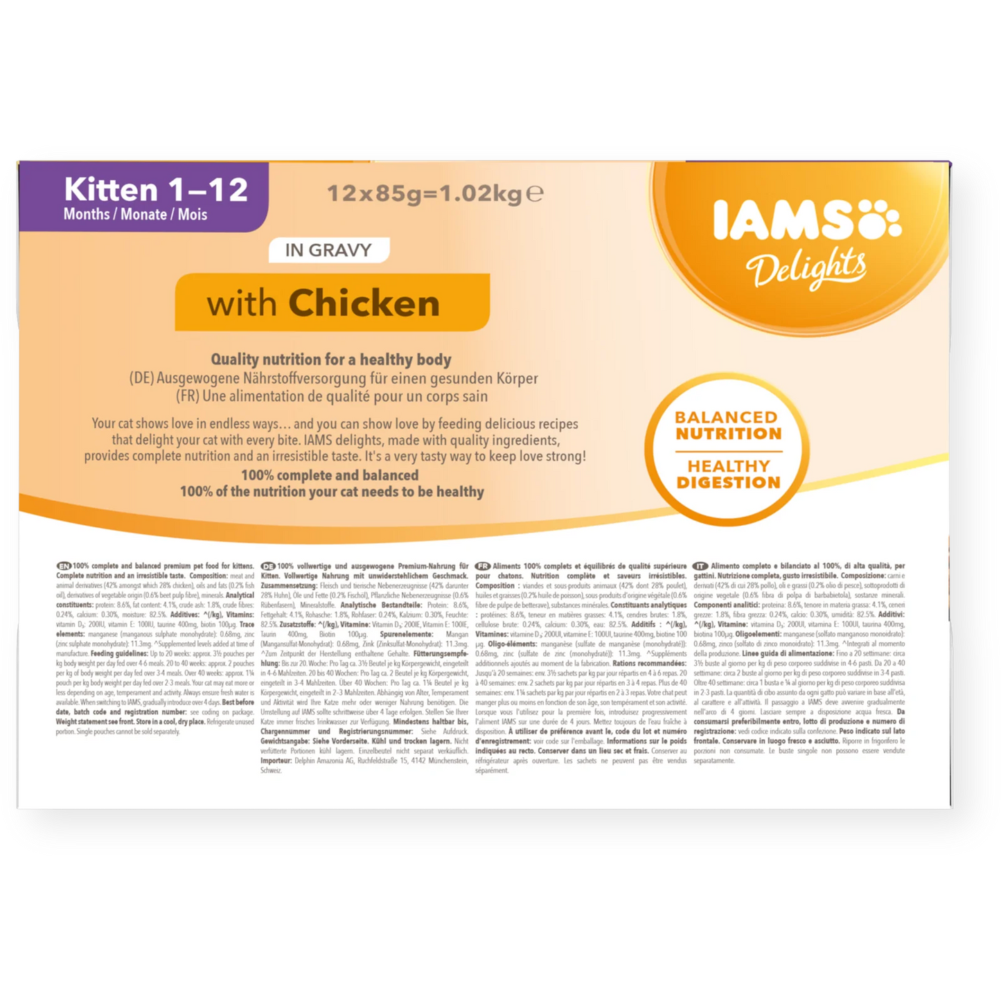 Iams Delights Kitten Chicken in Gravy Wet Cat Food 12 x 85g