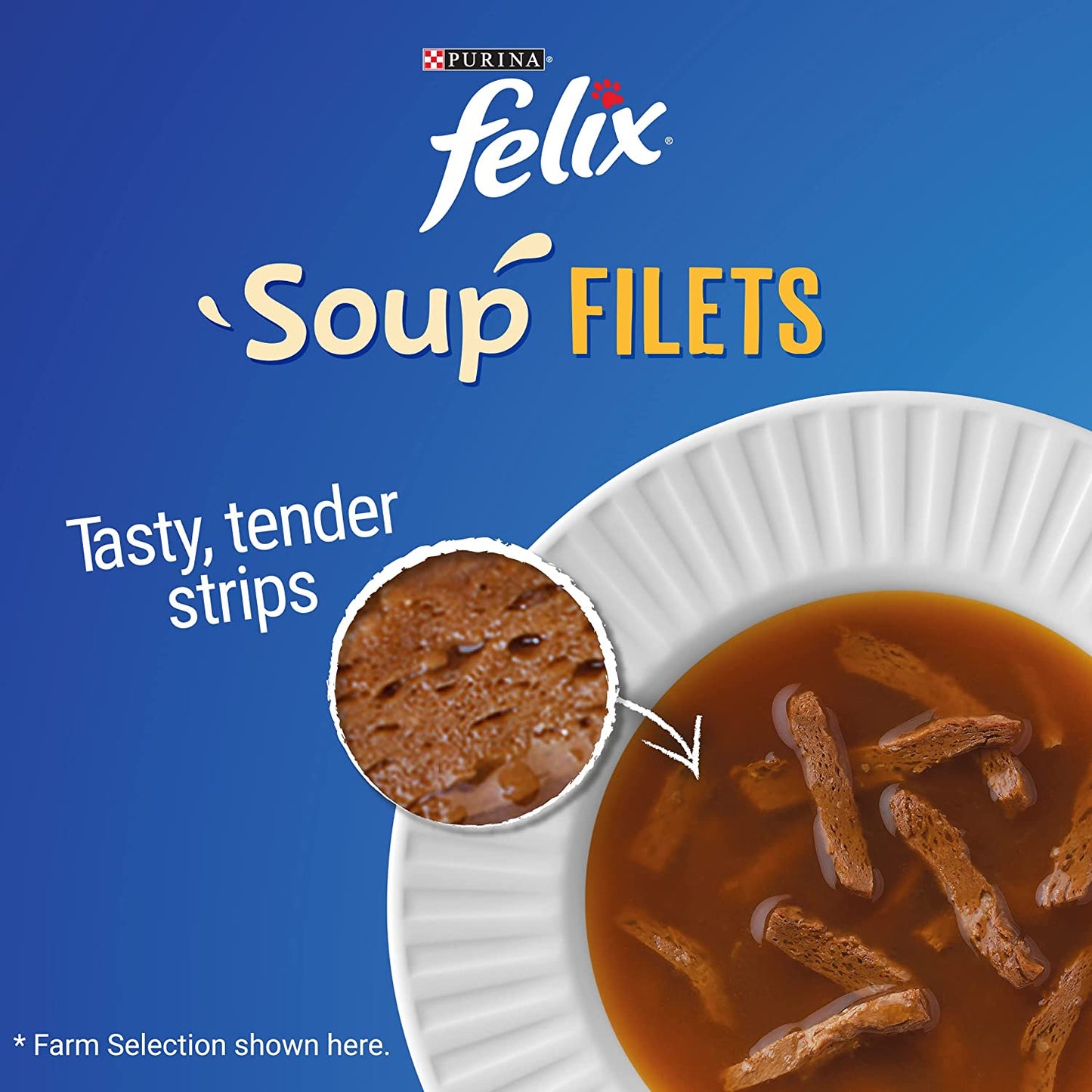 Felix Adult Soup Tender Strips with Beef, Chicken and Lamb Wet Cat Food 6 x 48g