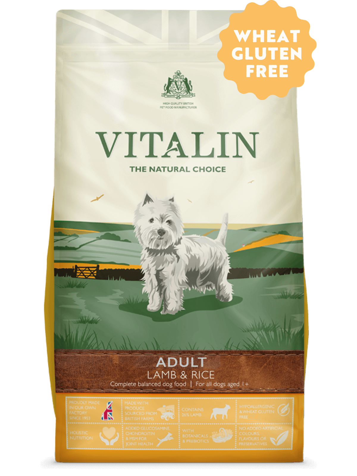 Vitalin Adult Lamb & Rice Gluten Free Dry Dog Food 12kg