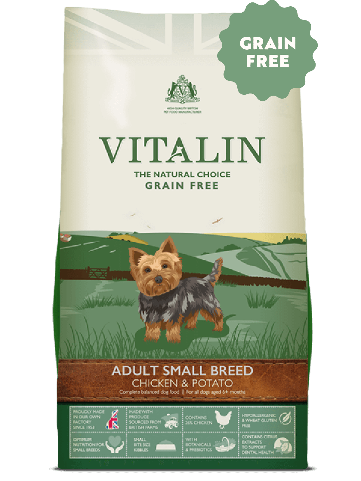 Vitalin Adult Small Breed Chicken & Potato Grain Free Dry Dog Food 6kg