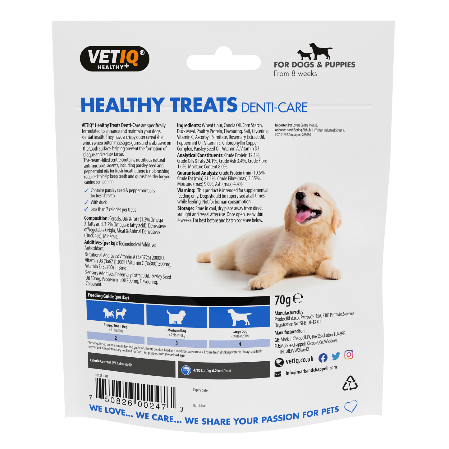 VetIQ Healthy Treats Breath and Dental for Dogs & Puppy 70g