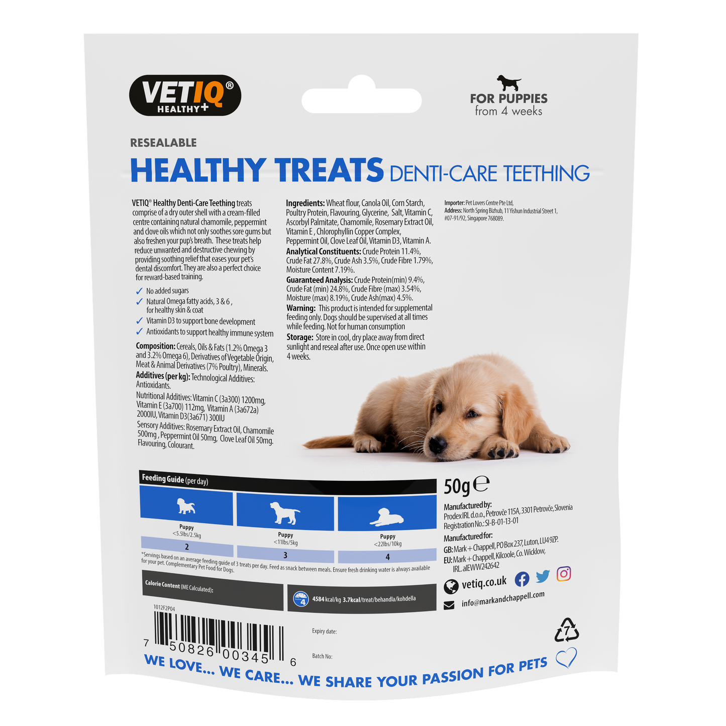 VetIQ Teething Healthy Treats For Puppies 50g