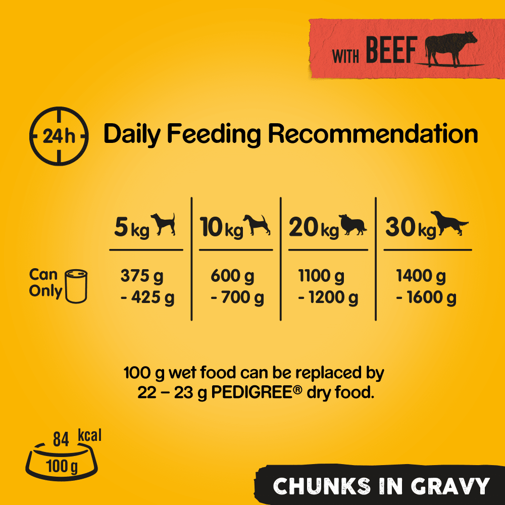 Pedigree Chunks in Gravy with Beef Adult Wet Dog Food 400g