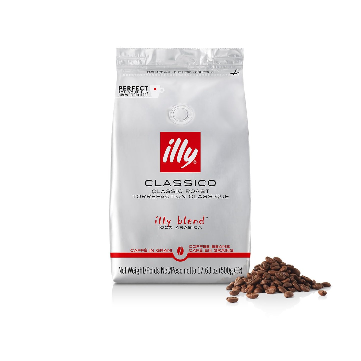 illy Classico Medium Roast Coffee Beans 17.63 oz (500g)