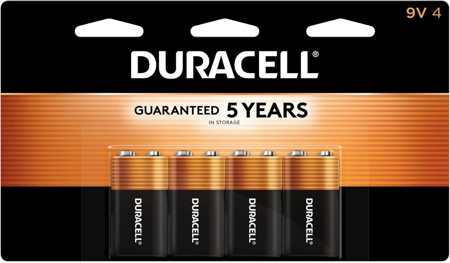 Duracell Coppertop 9V Batteries, 4/Pack