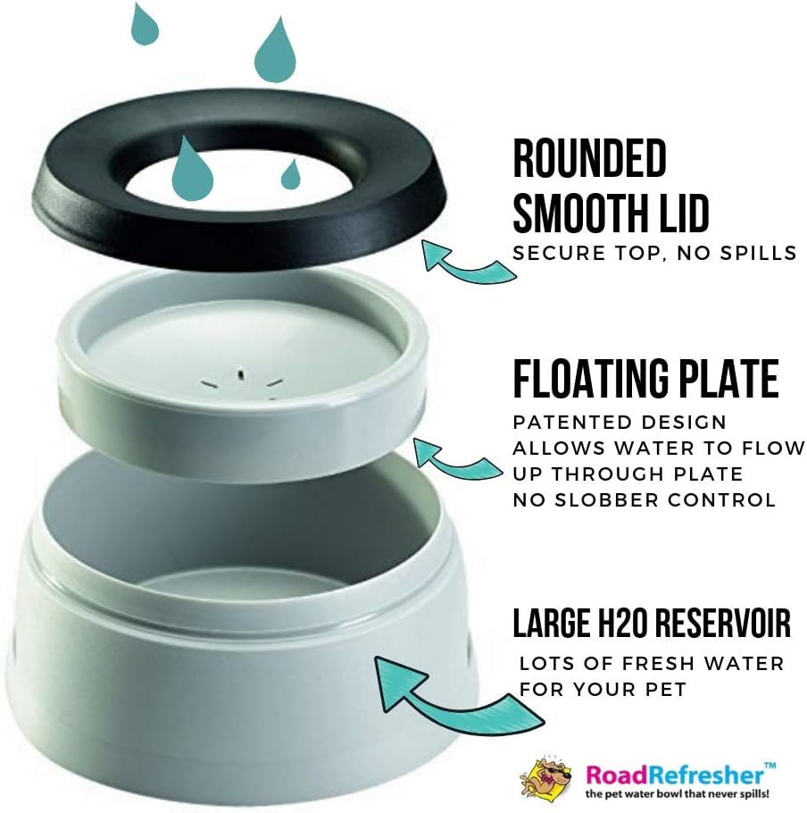 Road Refresher Prestige Dog Water Bowl Large Grey 1.4L