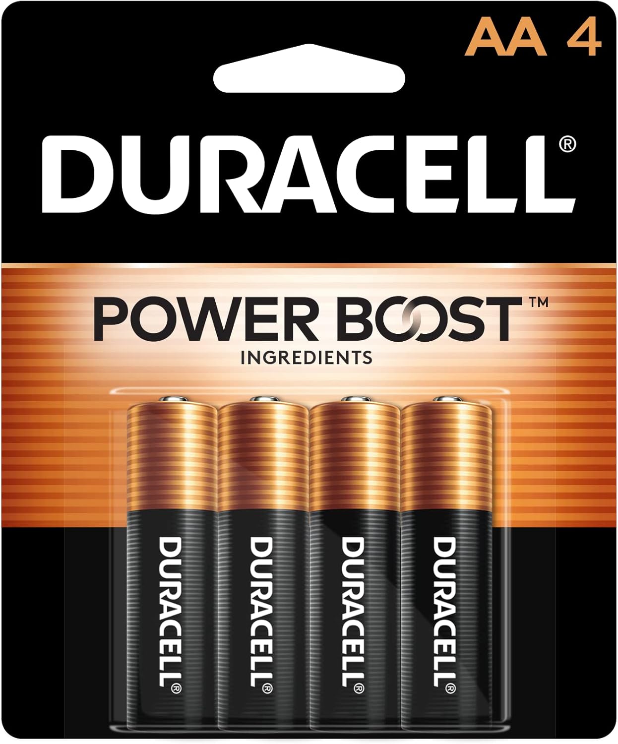 Duracell Coppertop AA Batteries with Power Boost, 4/Pack