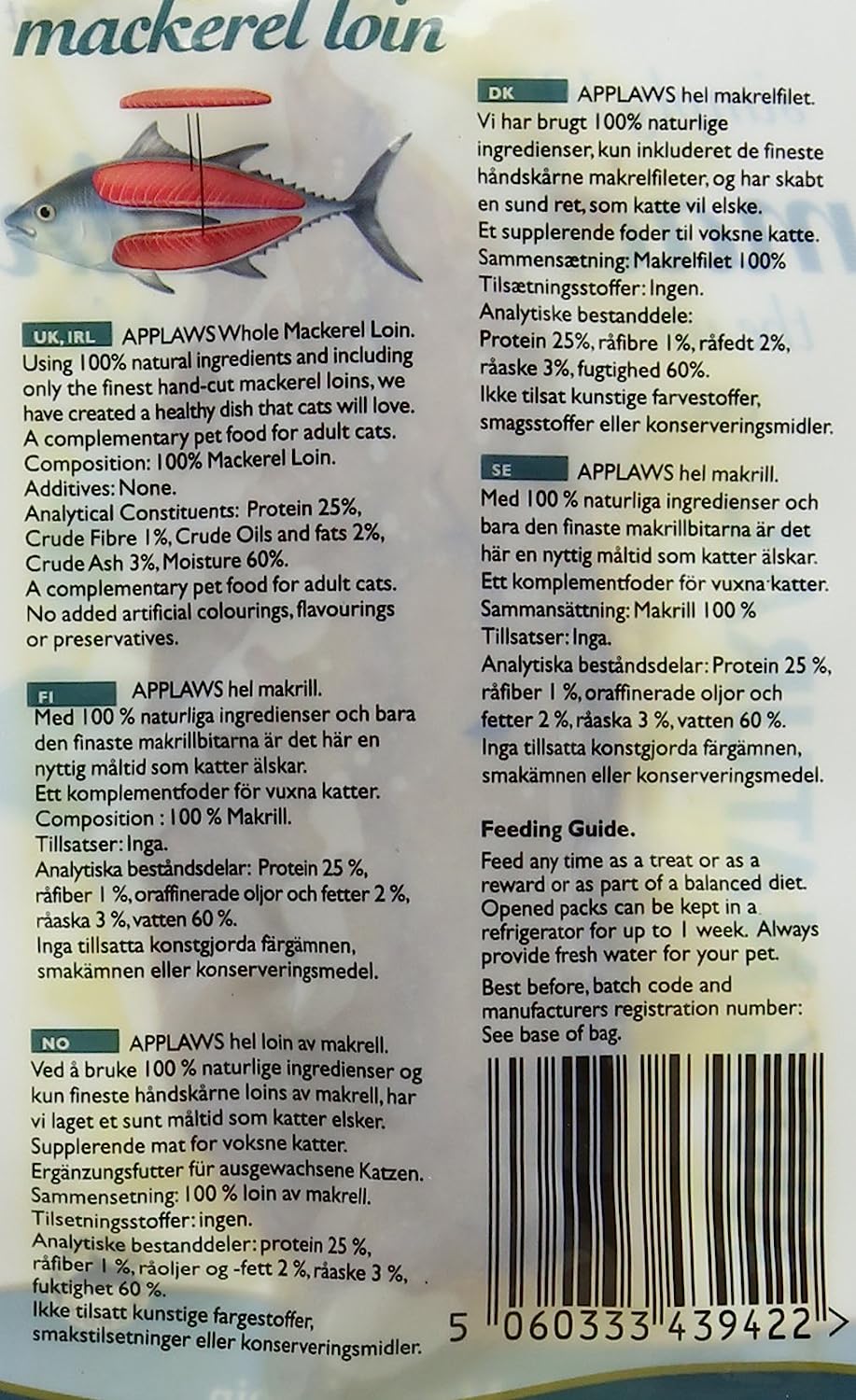 Applaws Mackerel Loin Natural Cat Treat 30g