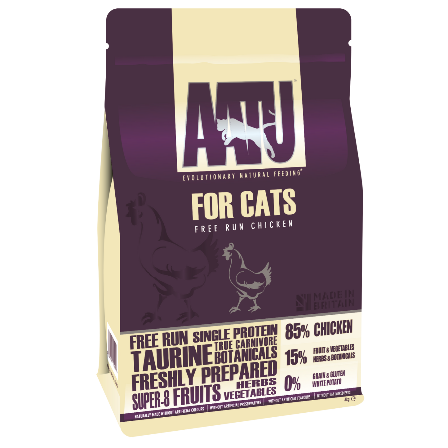 AATU 85/15 Grain Free Chicken Adult Dry Cat Food 3kg