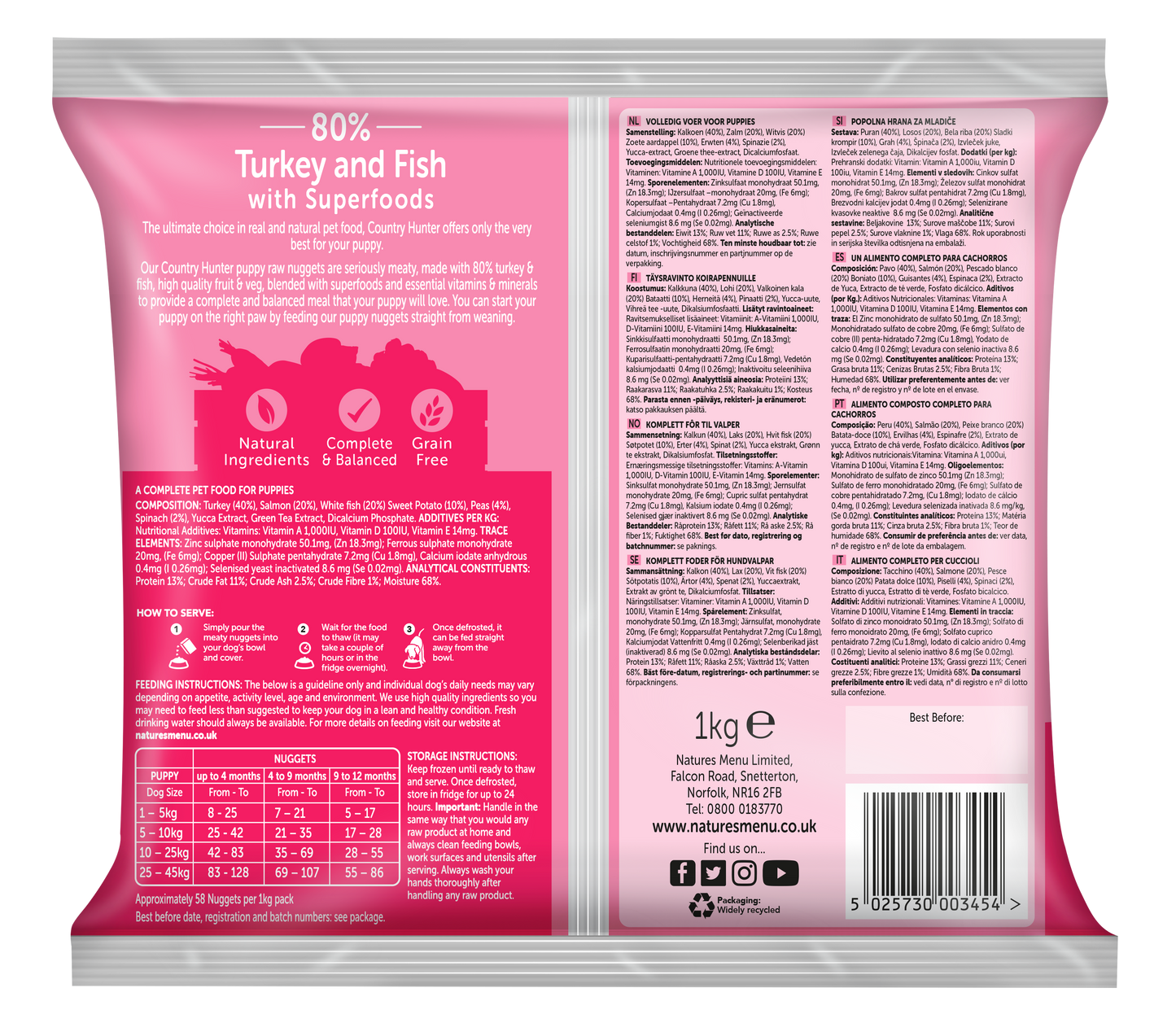 Natures Menu Turkey and Fish Puppy Nuggets Dog Food 1kg