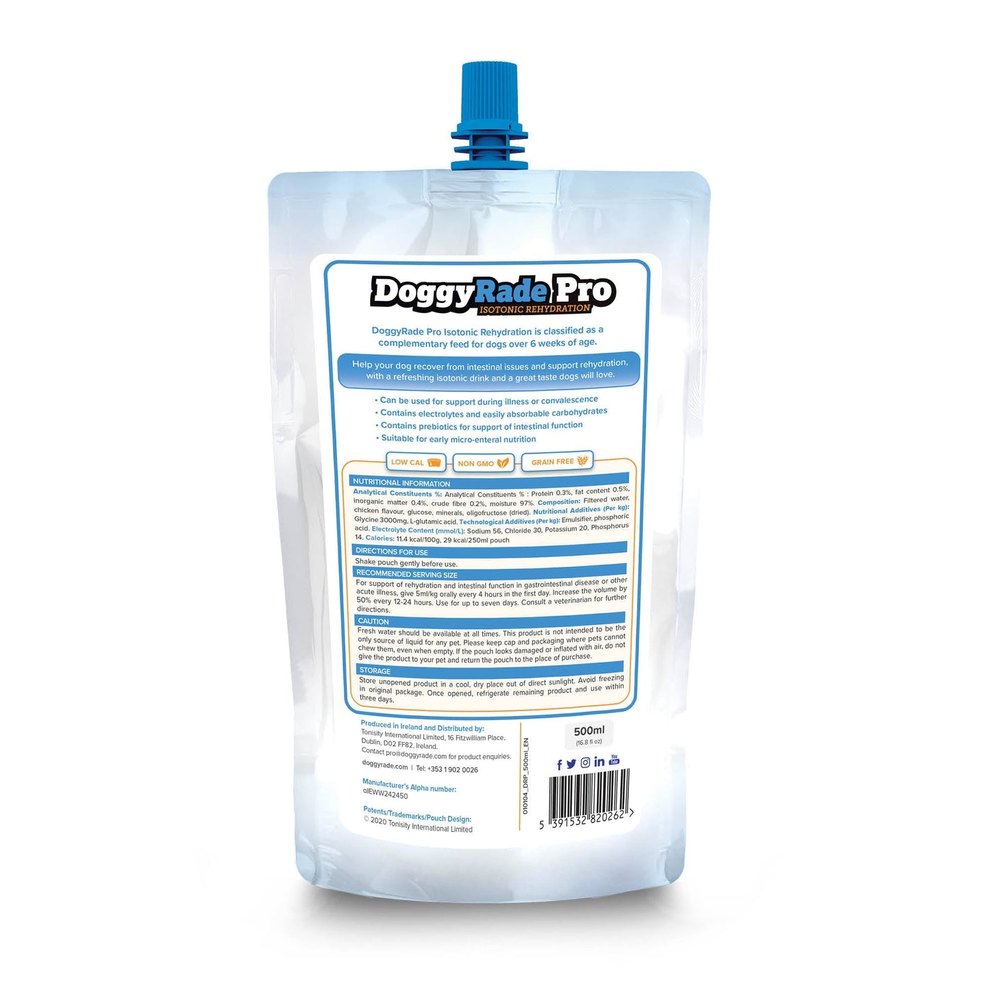 DoggyRade Pro Isotonic Rehydration Drink for Dogs 500 ml
