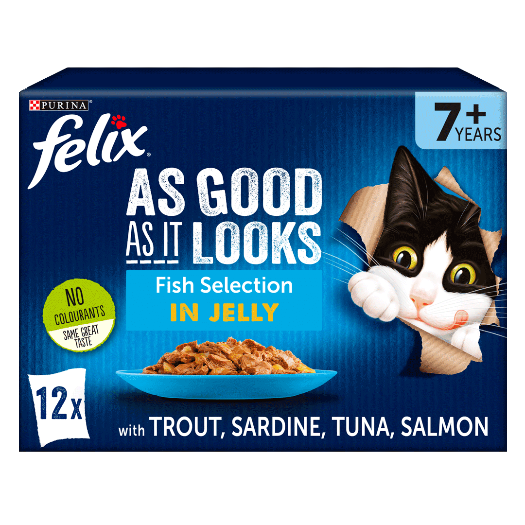 Felix Senior As Good As it Looks 7+ Fish Selection in Jelly Wet Cat Food 12 x 100g