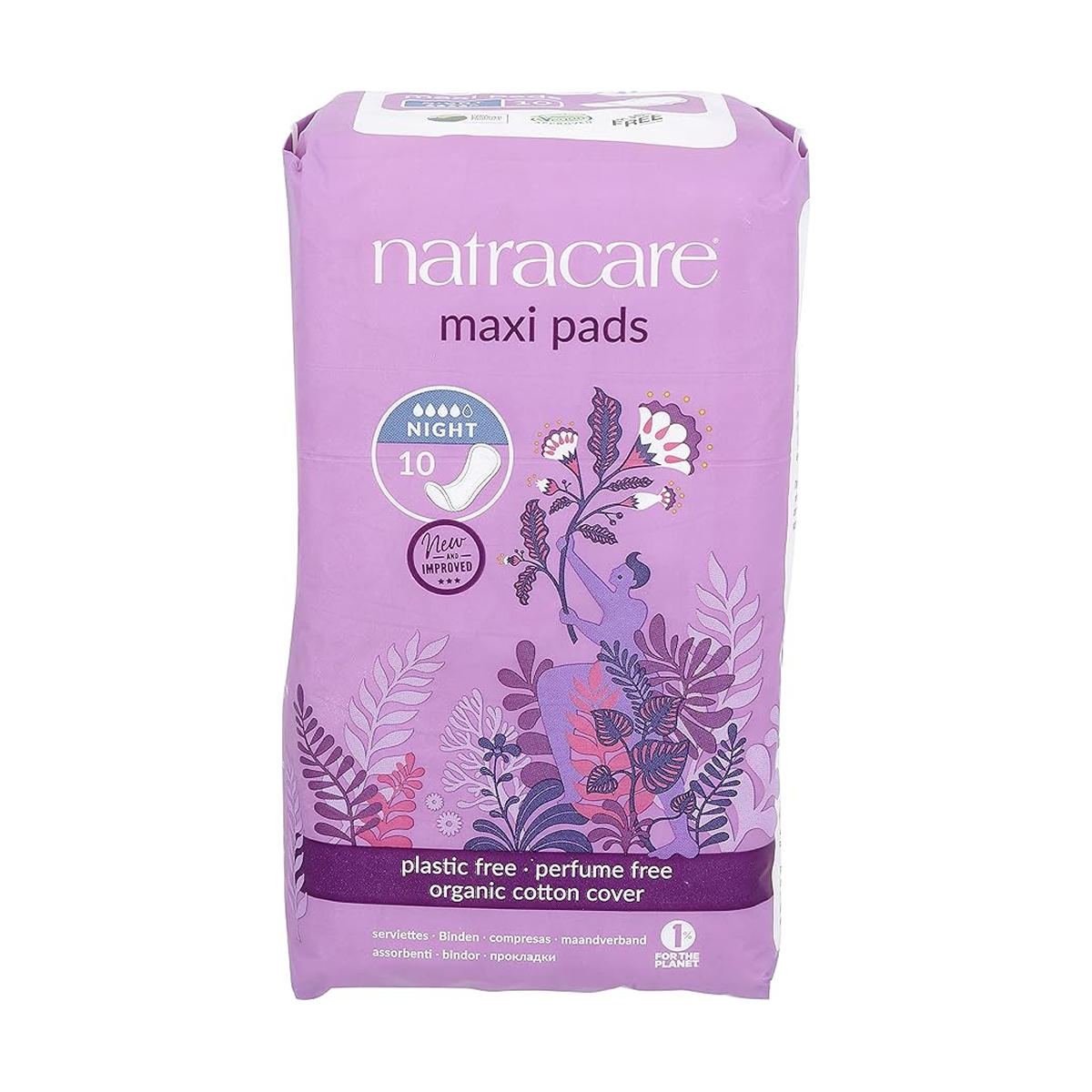Natracare Natural Organic Cotton Ultra Maxi Night Time 10 Pads
