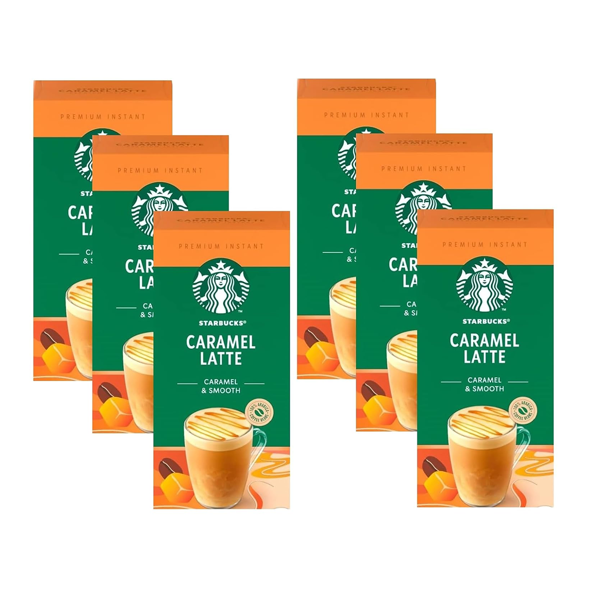Starbucks Premium Instant Coffee Caramel Latte 5 × 21 g Sachets (Pack of 6)