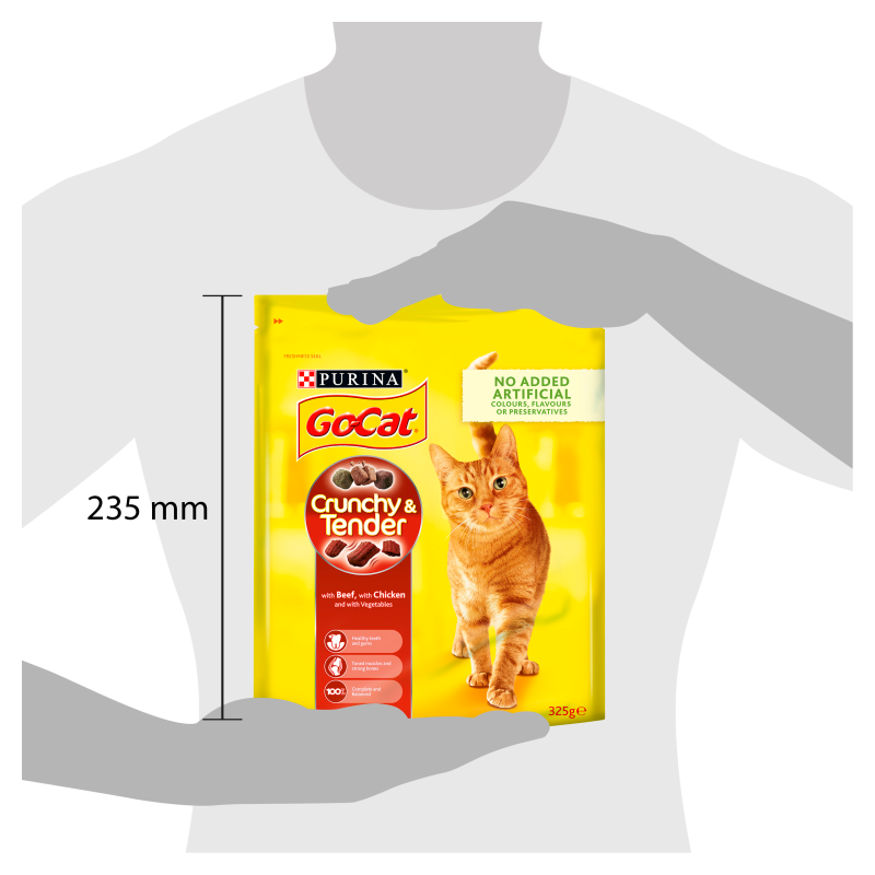 Go Cat Crunchy and Tender Beef/ Chicken & Veg Dry Cat Food - 325g