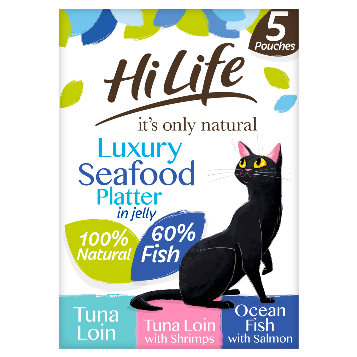 HiLife It's Only Natural Luxury Seafood Platter in Jelly Multipack Cat Food 5 x 50g