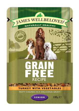 James Wellbeloved Grain Free Turkey Senior Dog Pouches - 12 x 100g