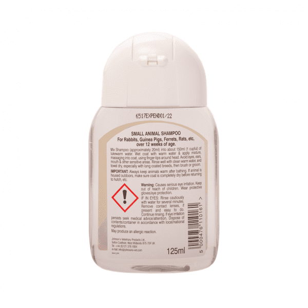 Johnsons Small Animal Cleansing Shampoo for Rabbits/Guinea pigs/Ferrets 125 ml