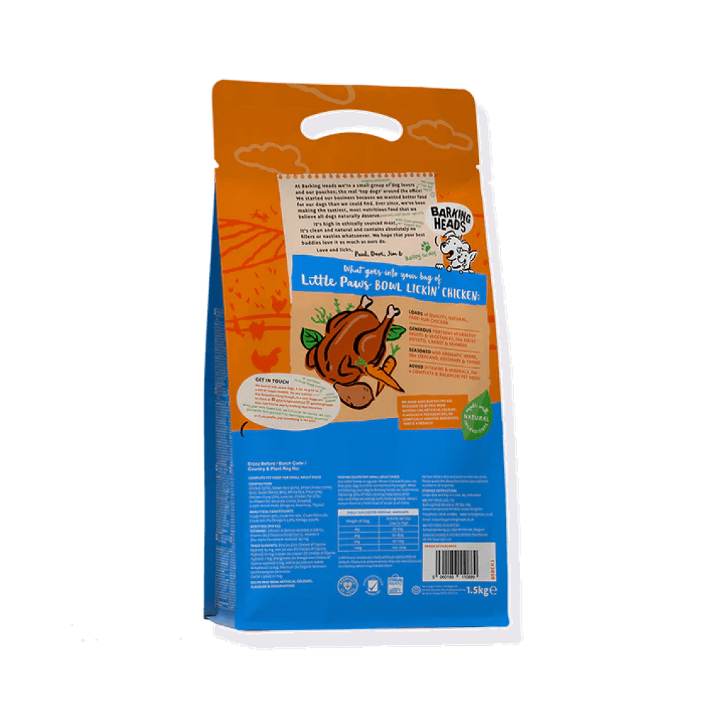 Barking Heads Little Paws Bowl Lickin' Chicken Adult Small Dry Dog Food 1.5 kg