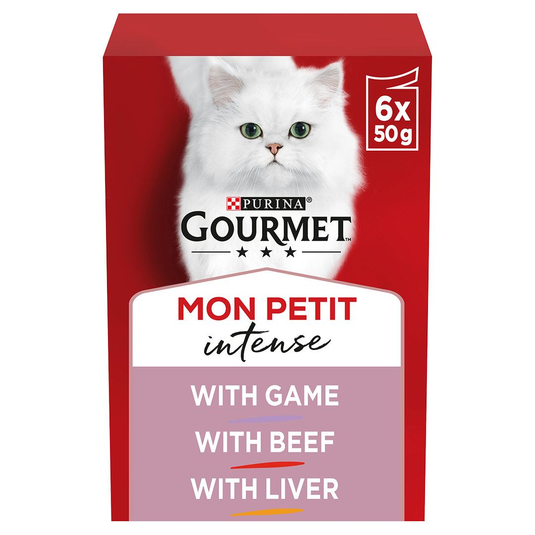 Gourmet Adult Mon Petit Meaty Variety (Game, Liver and Beef) Wet Cat Food 6 x 50g
