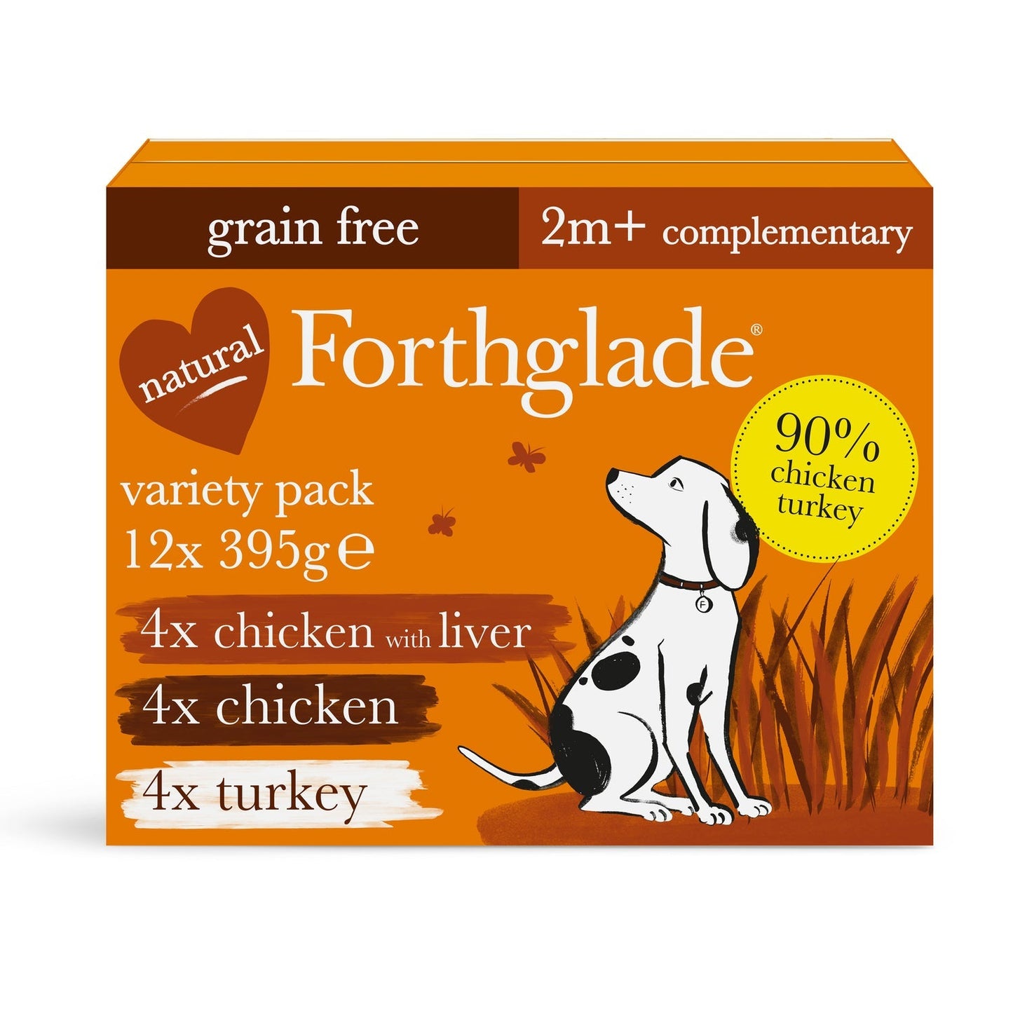 Forthglade Just Complementary Range Just Chicken/Turkey & Chicken with Liver Natural Wet Dog Food 12 x 395g