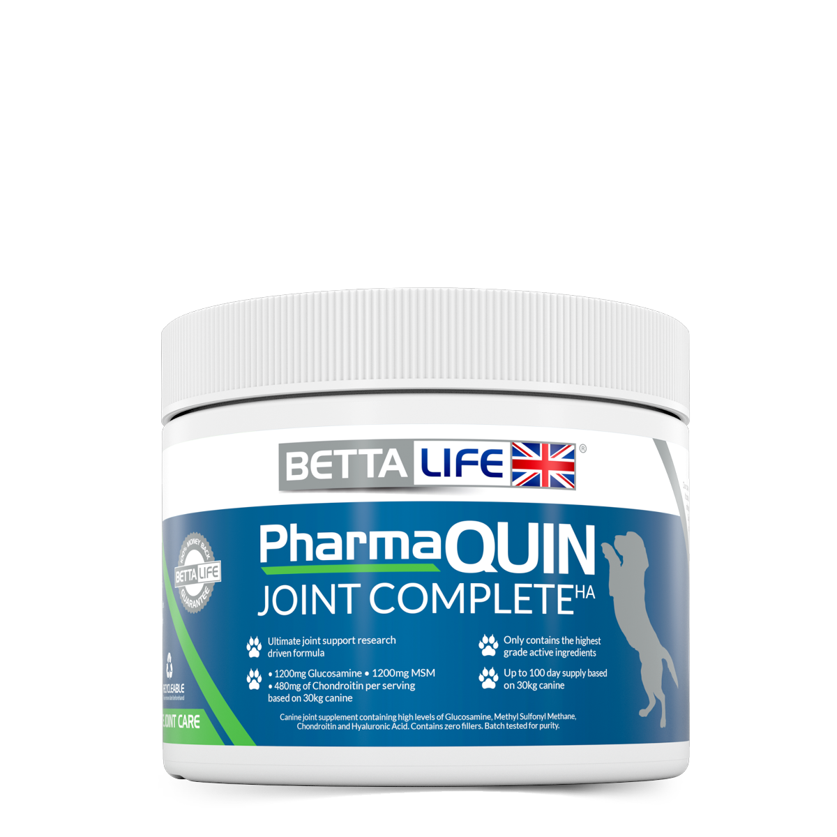 BETTALife PharmaQuin Joint Complete HA Powder Dog Supplement 300g