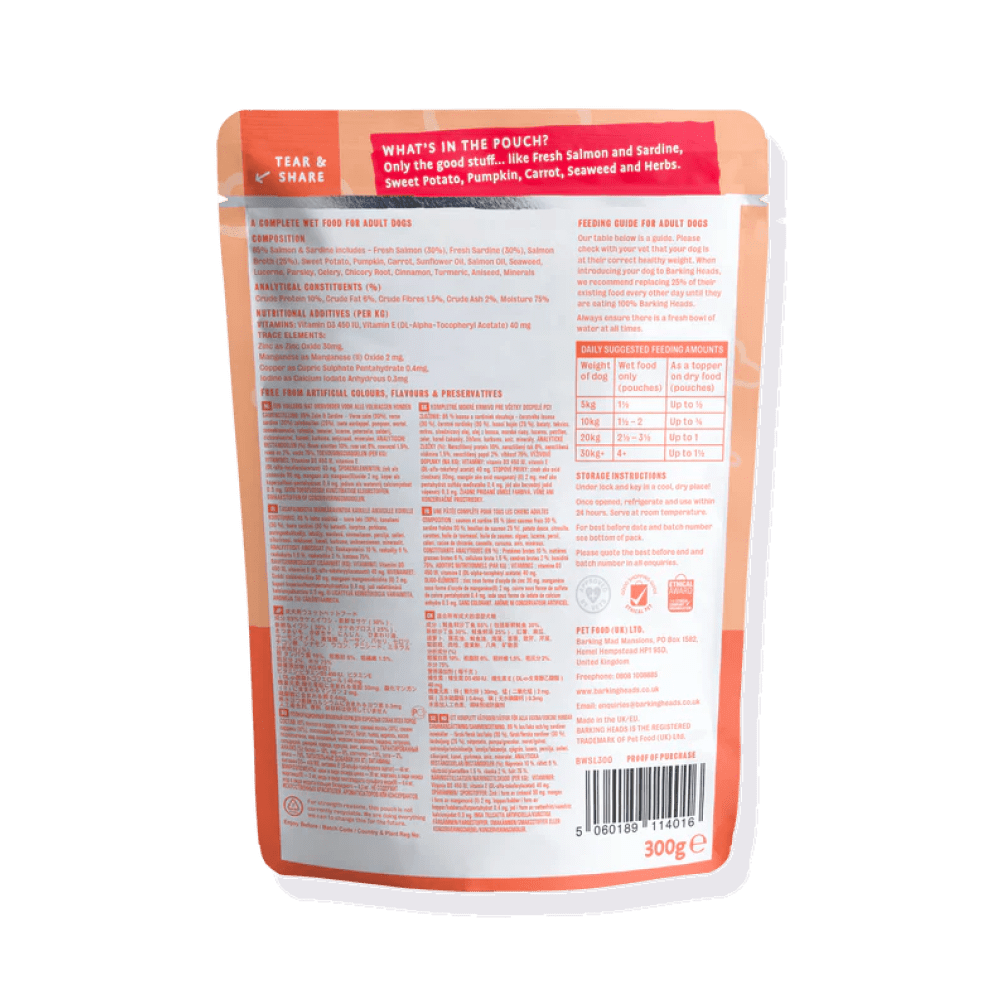 Barking Heads Pooched Salmon Adult Wet Dog Food 300g