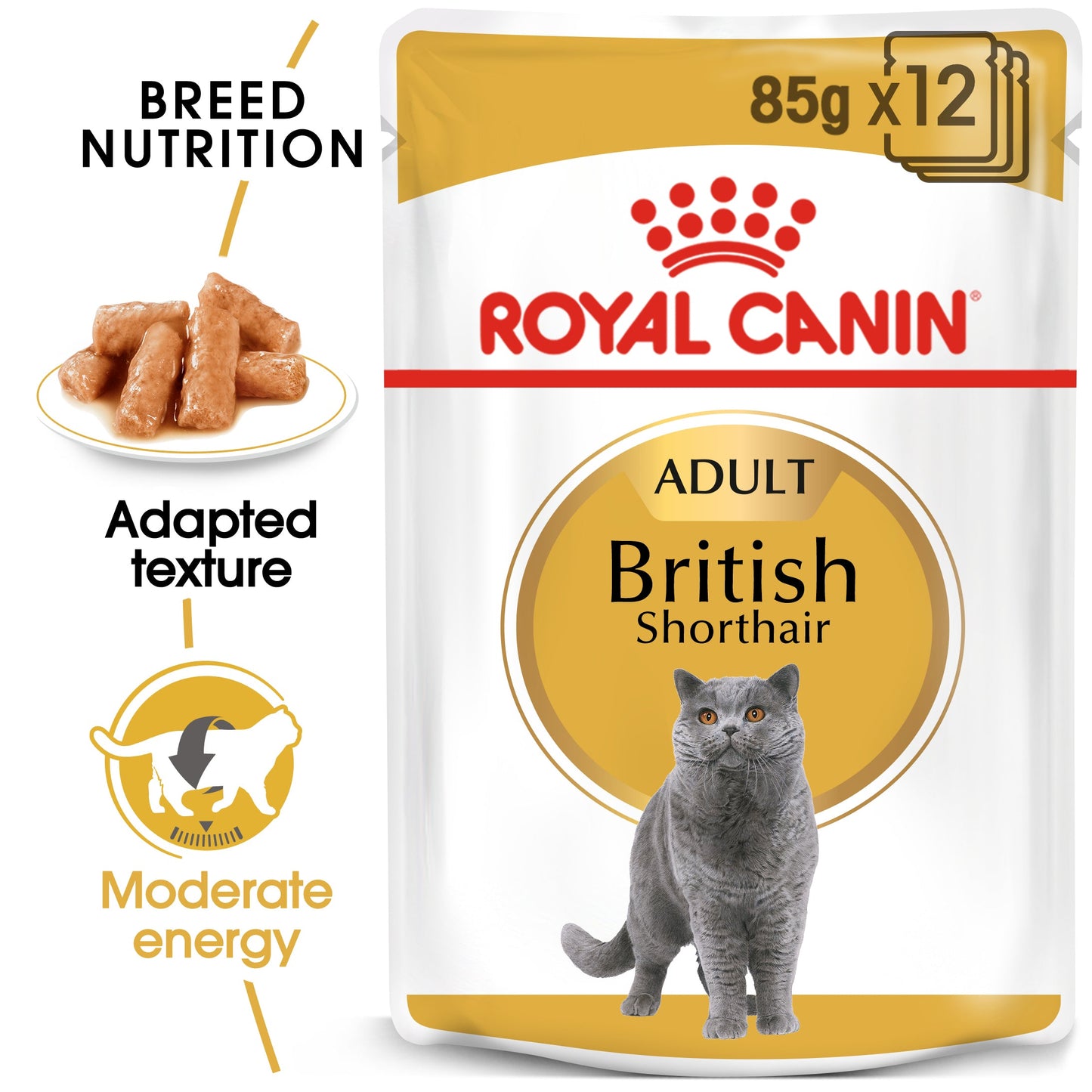 Royal Canin Feline Adult British Shorthair Wet Cat Food Pouches in Gravy - 12 x 85g