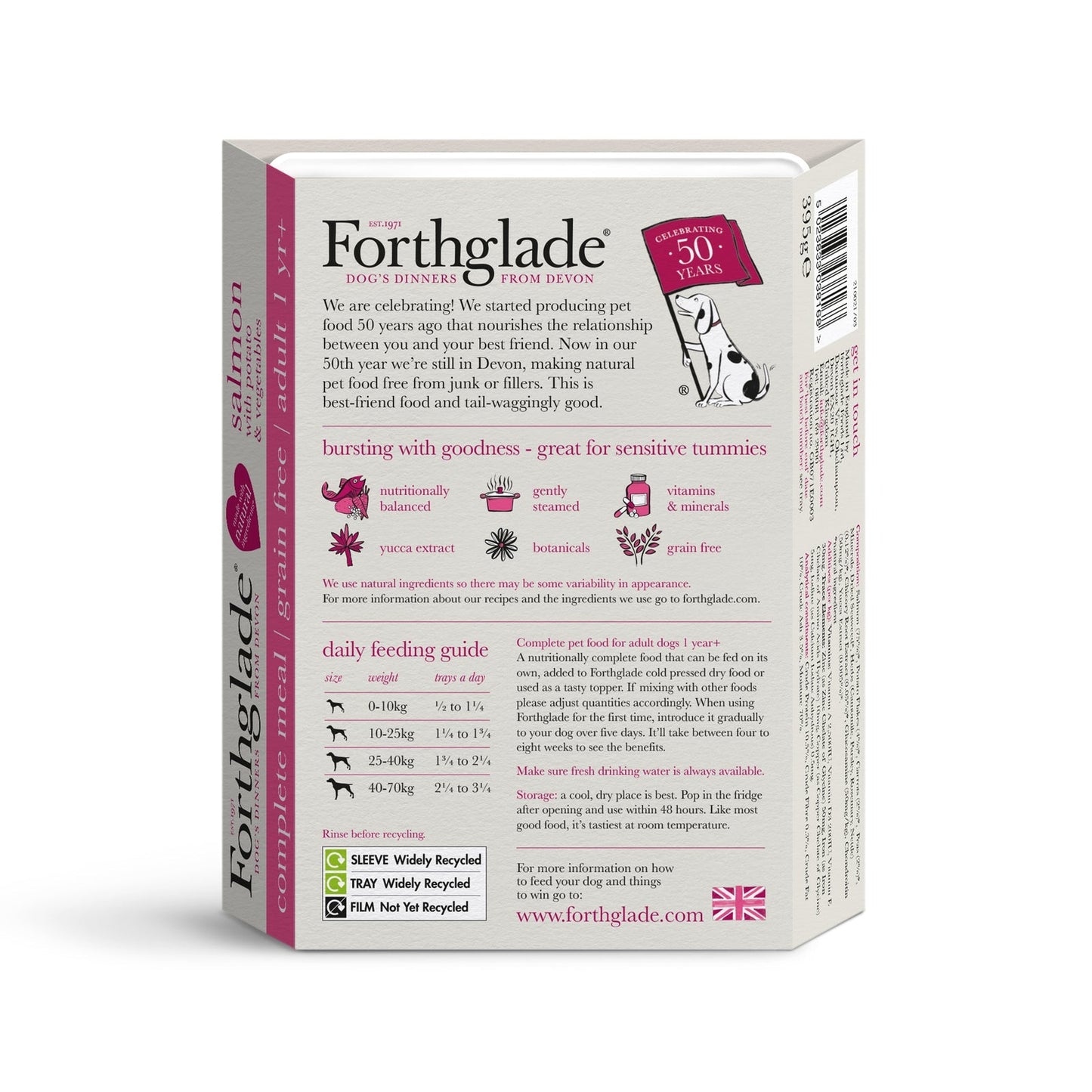 Forthglade Complete Meal Grain Free Salmon with Potato & Vegetables Natural Wet Dog Food 395g