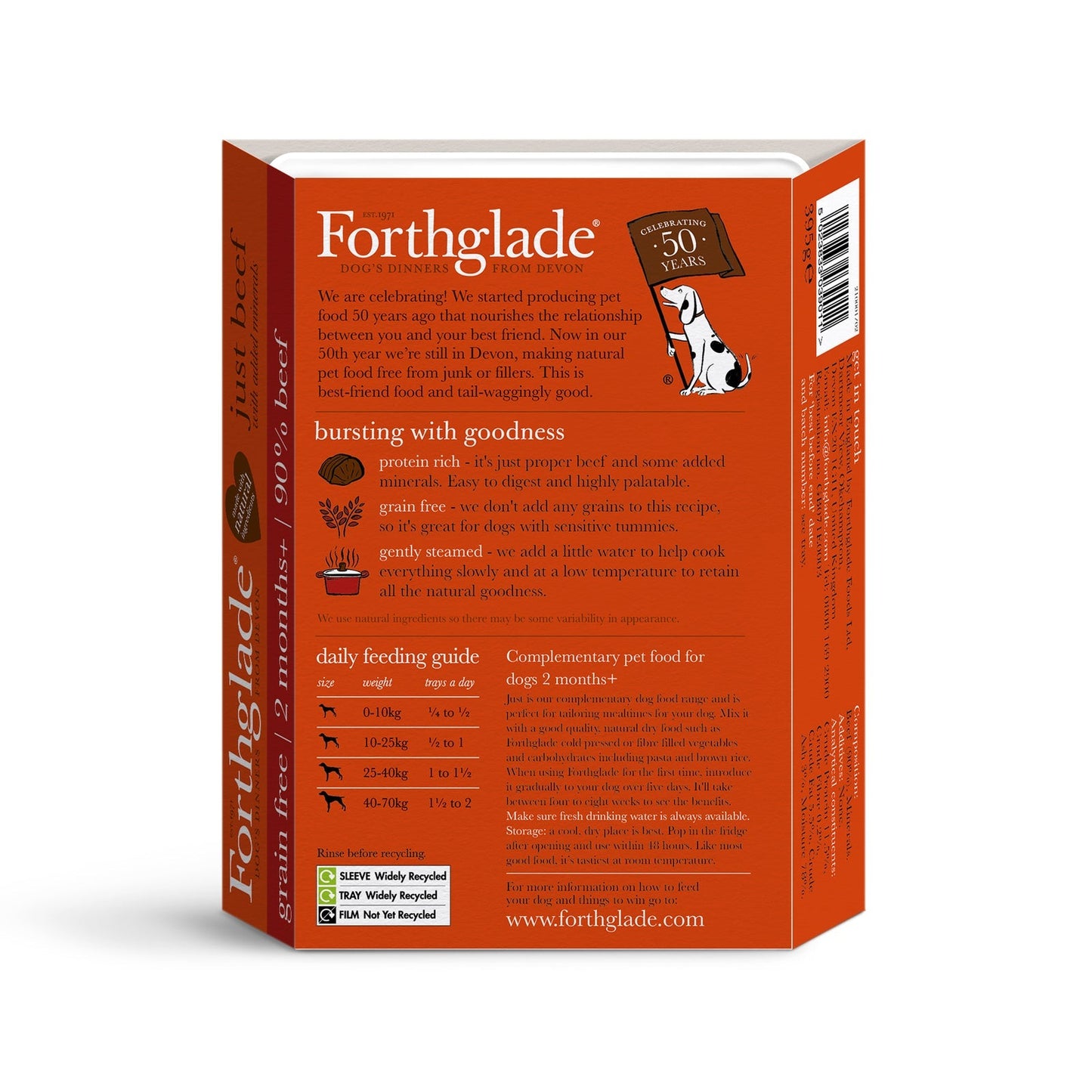 Forthglade Just Complementary Range Beef Natural Wet Dog Food 395g