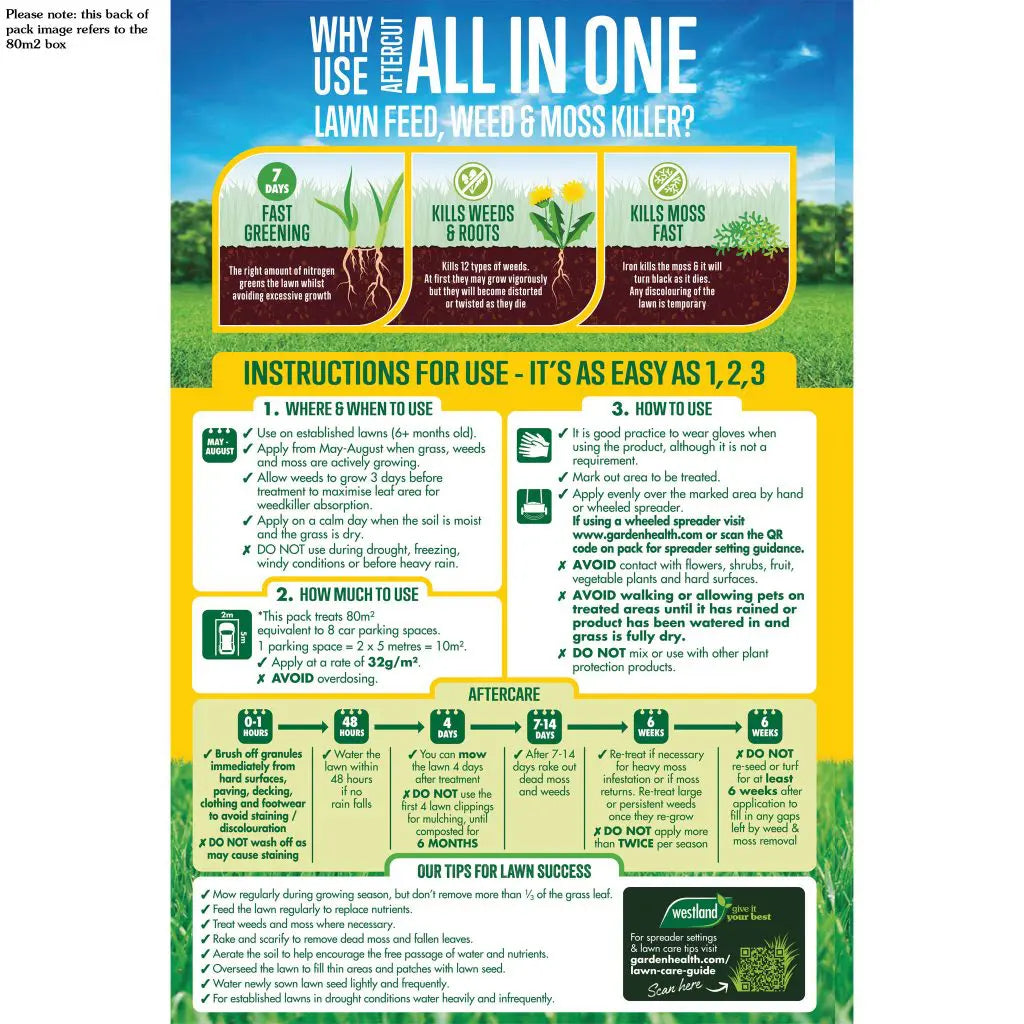 Aftercut All In One Lawn Feed Weed & Moss Killer 350m² 11.2kg
