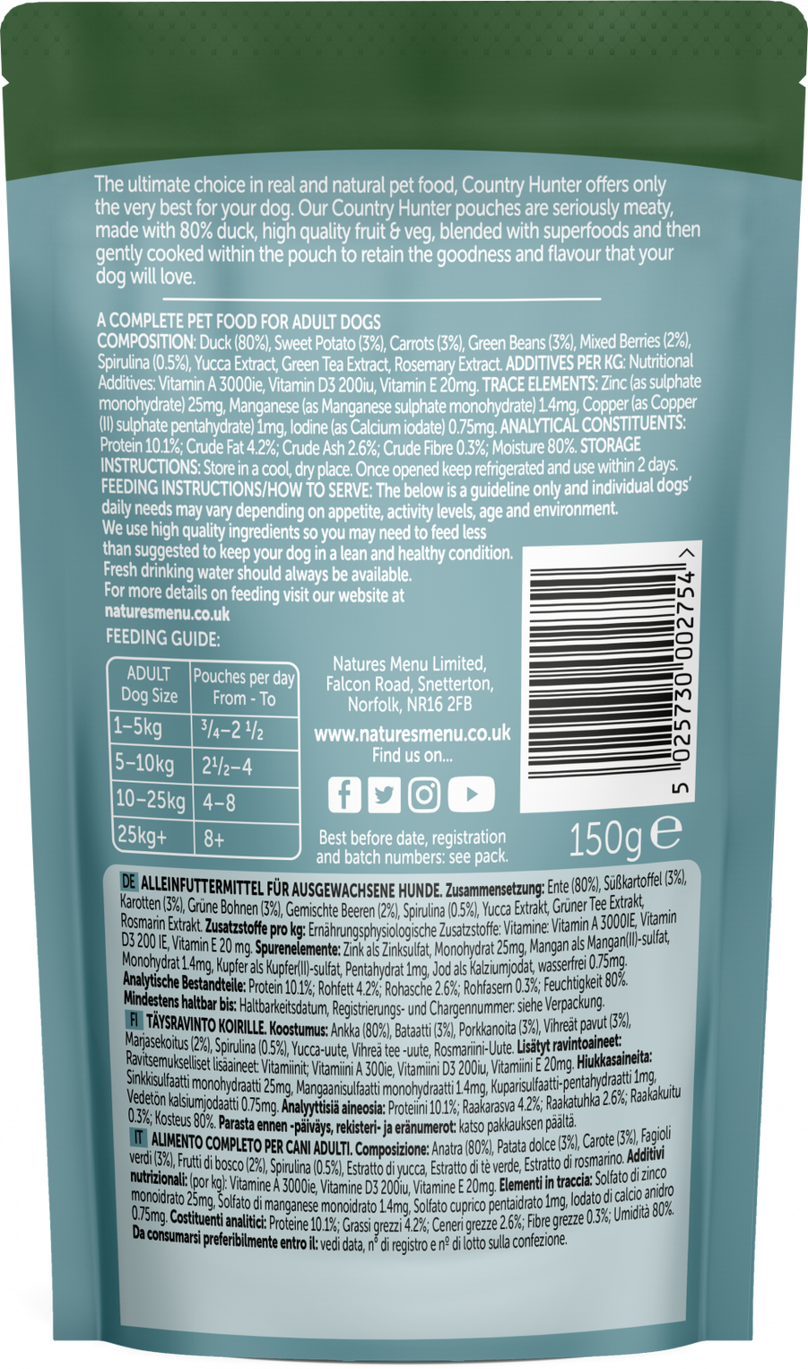 Natures Menu Country Hunter Succulent Duck Superfood Wet Dog Food