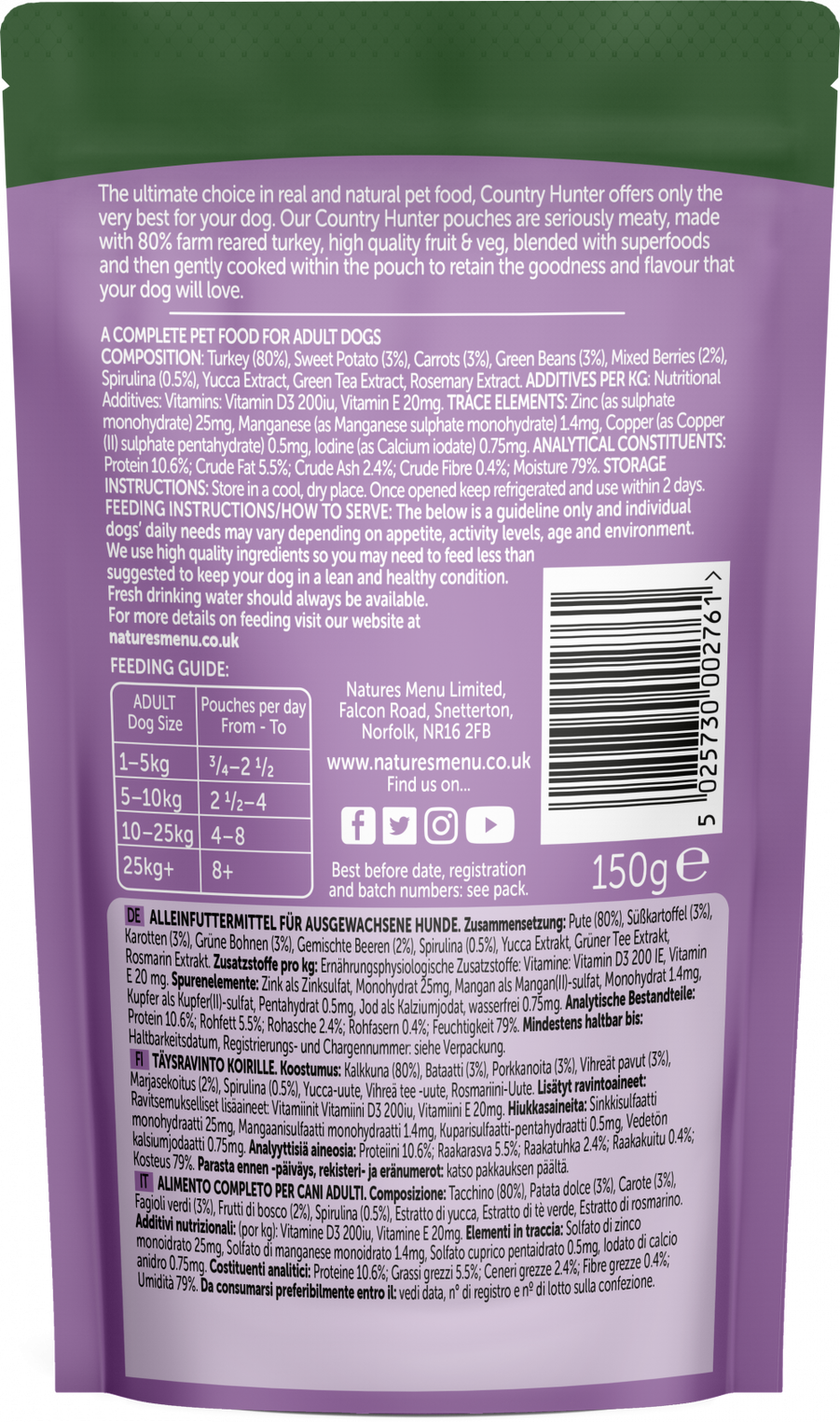 Natures Menu Country Hunter Farm Reared Turkey Superfood Wet Dog Food