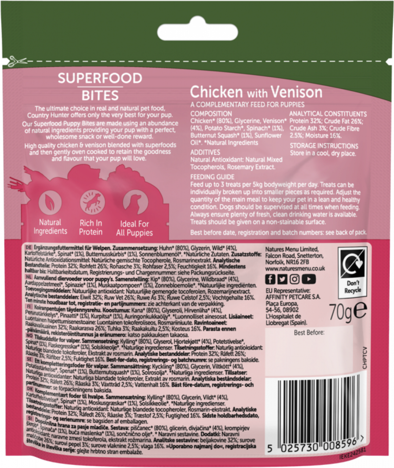 Natures Menu Country Hunter Superfood Bites Chicken With Venison For Puppies