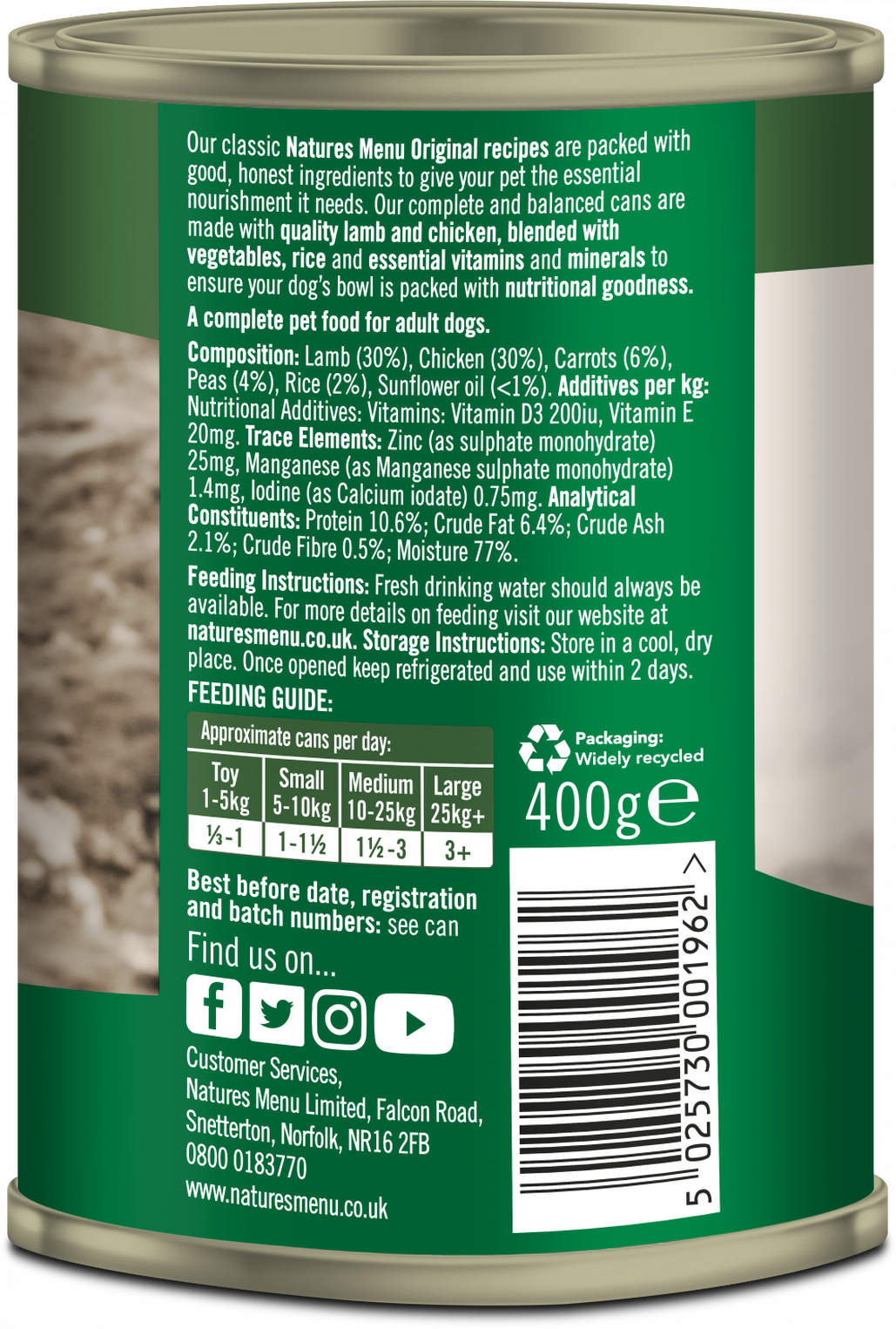 Natures Menu Original Lamb with Chicken Wet Dog Food