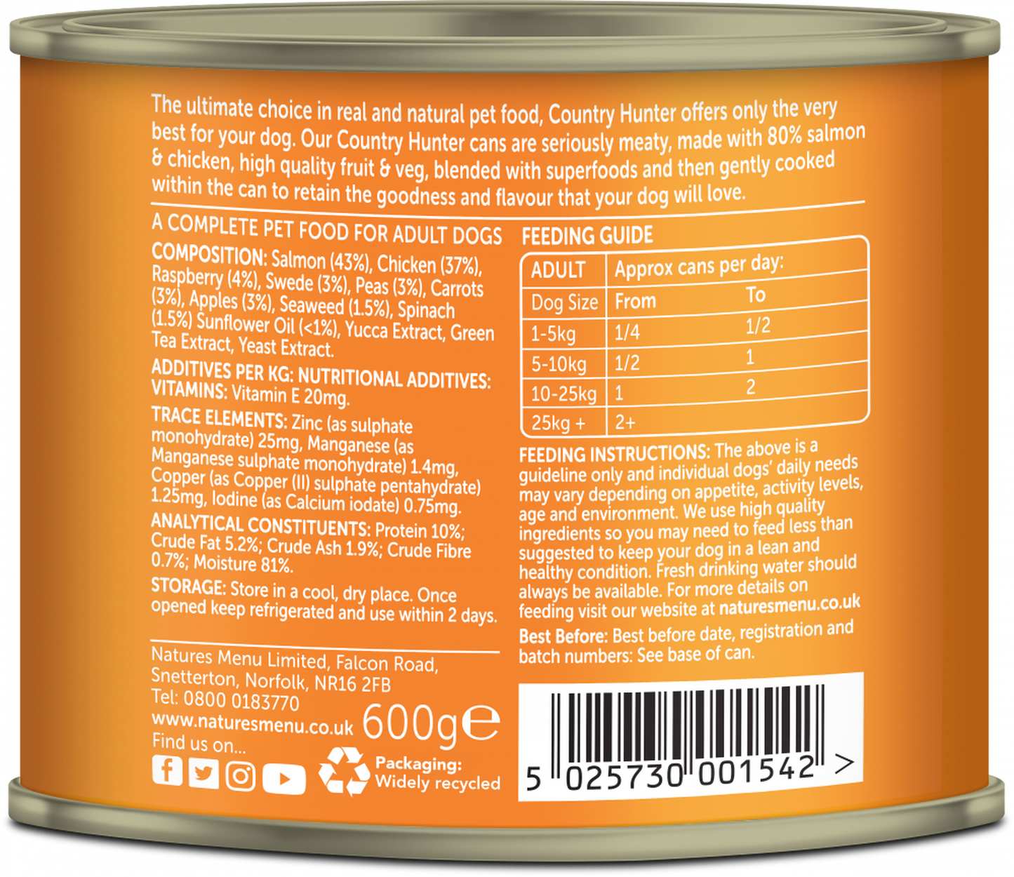 Natures Menu Country Hunter Salmon and Chicken with Superfoods Wet Dog Food