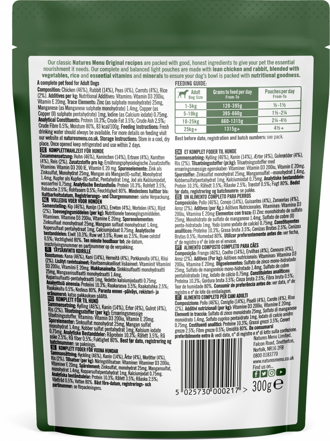 Natures Menu Original Light Chicken & Rabbit Wet Dog Food