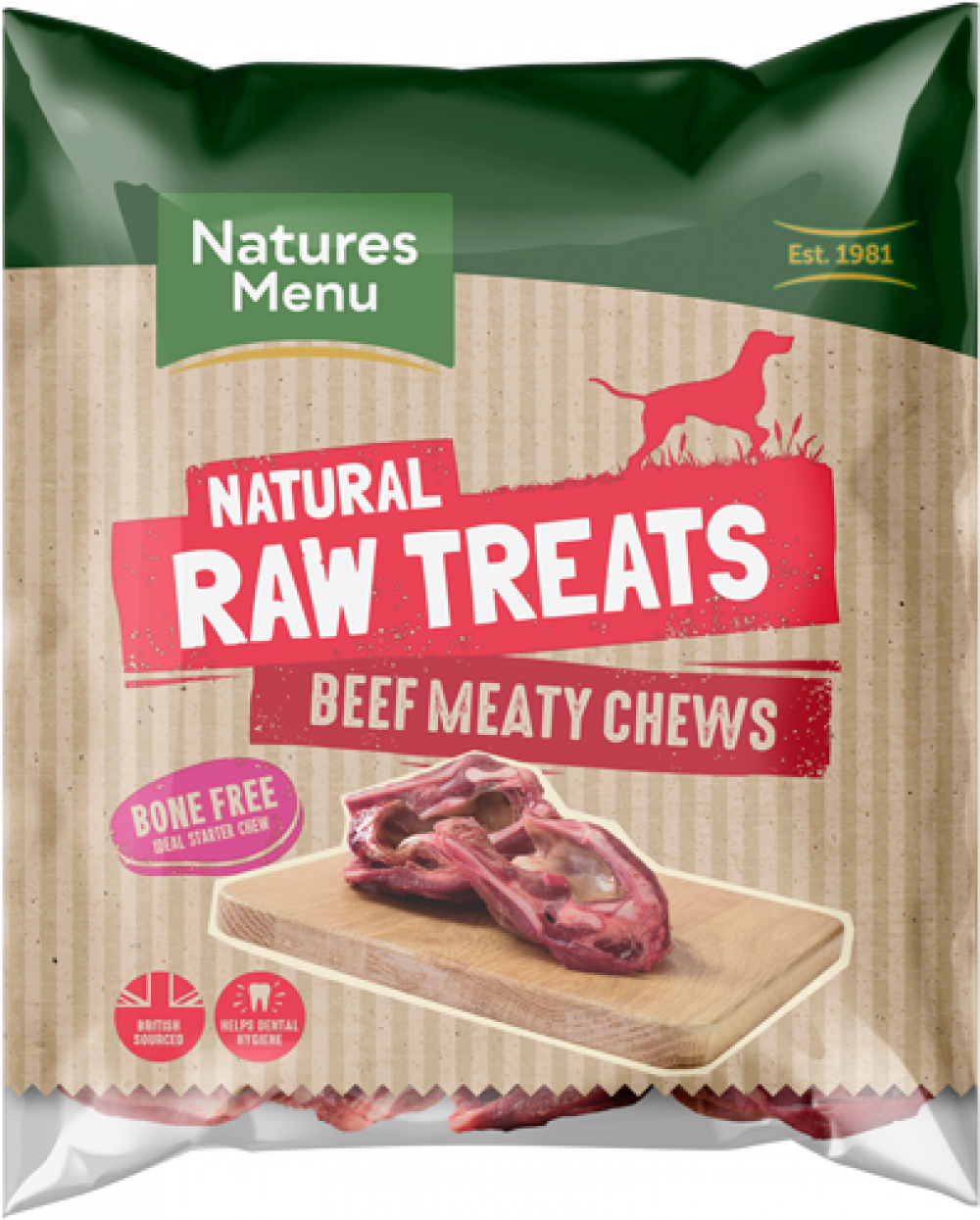 Natures Menu Frozen Meaty Beef Raw Chews for Dogs 500g