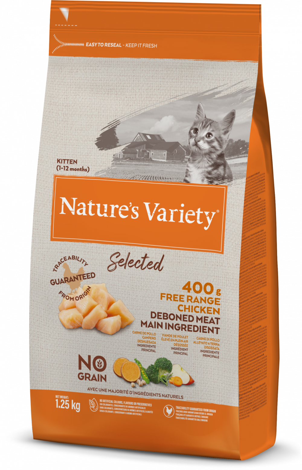 Natures Variety Selected Free Range Chicken for Kitten Dry Cat Food 1.25kg