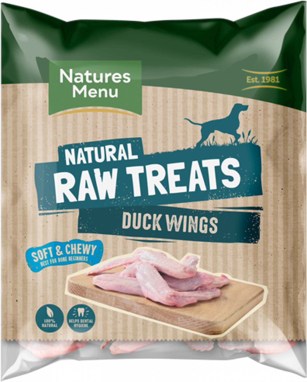 Natures Menu Frozen Duck Wings Raw Chews for Dogs 500g