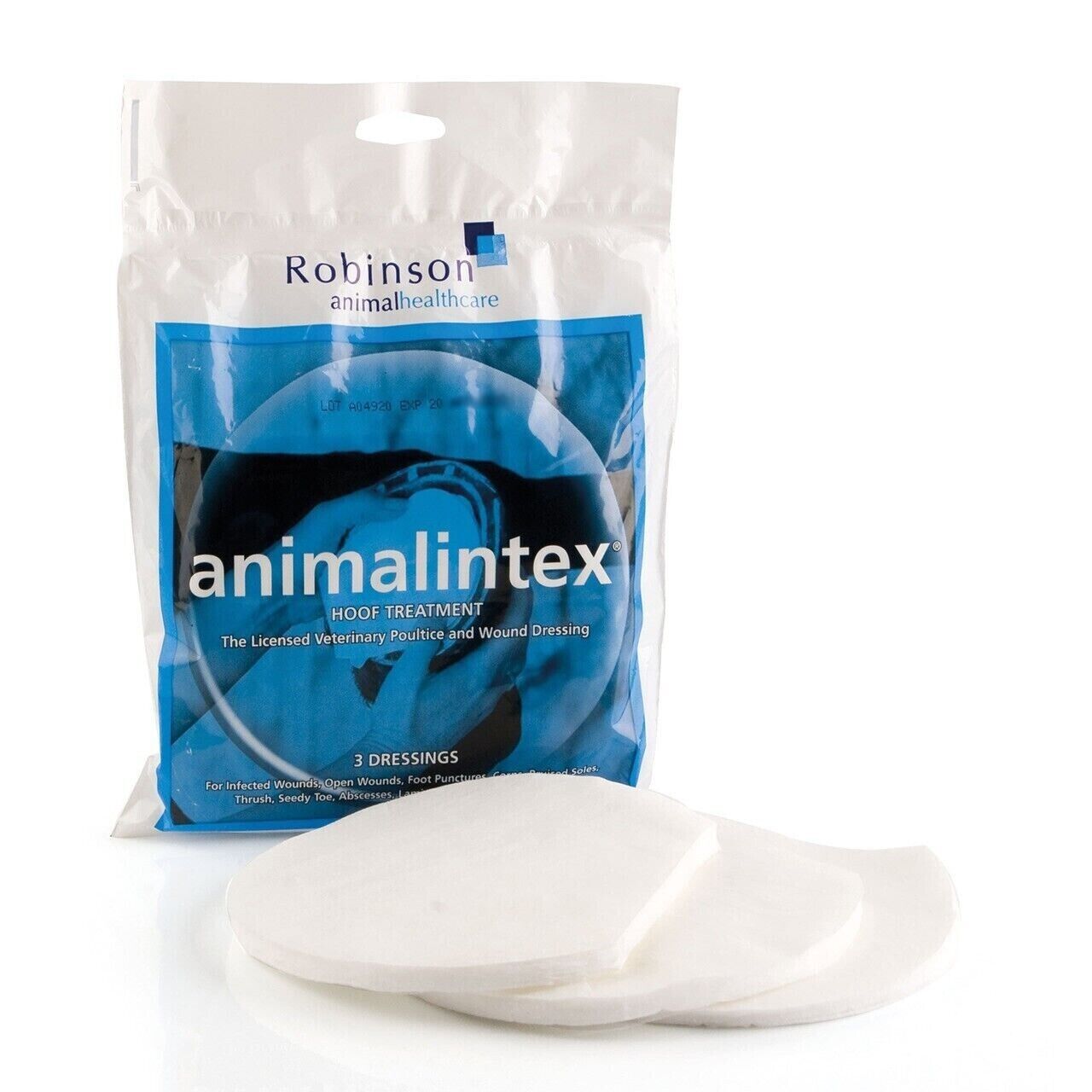 Robinson Animalintex Hoof Treatment Equine 3 Dressings