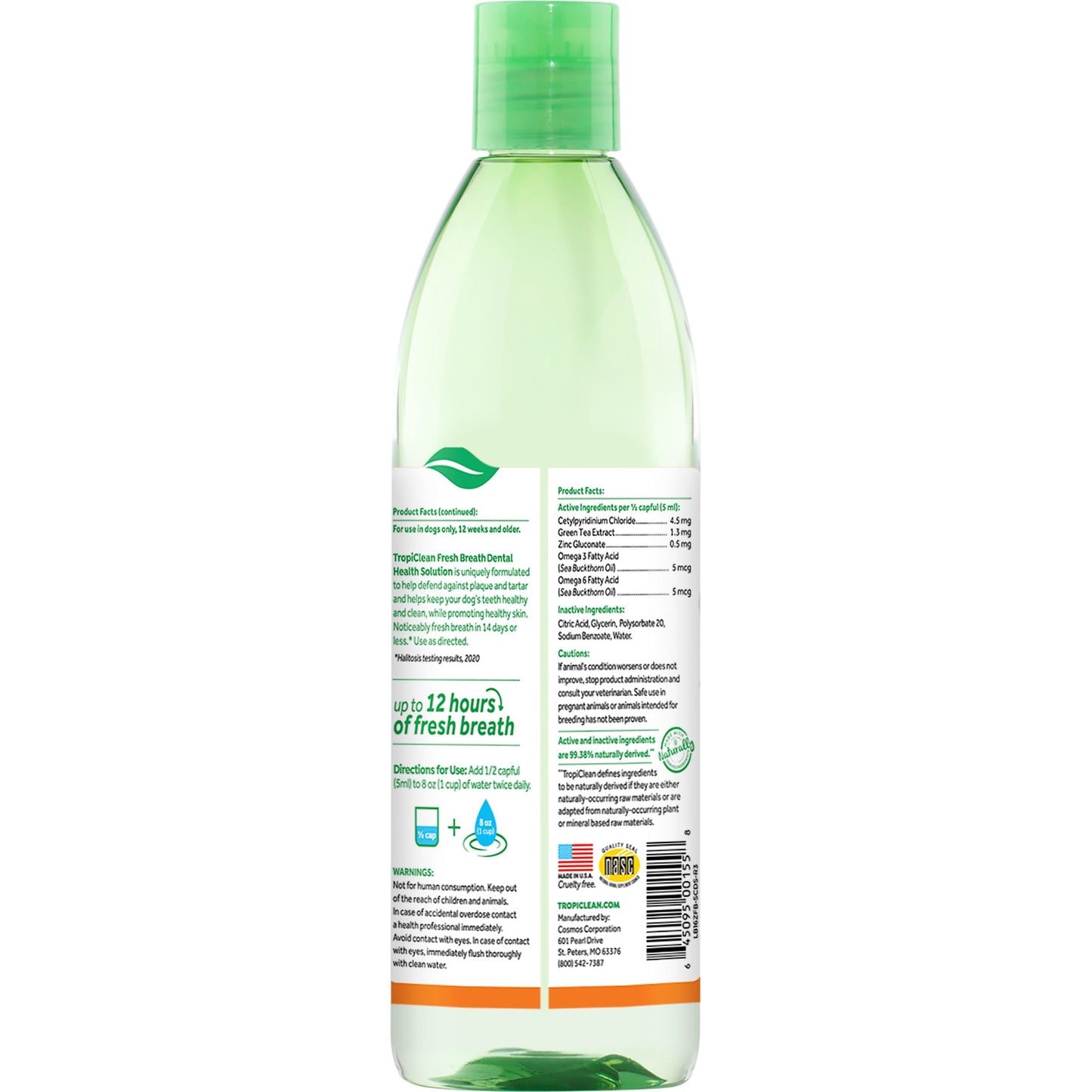 TropiClean Dental Health Solution Plus Supports Skin Health for Dogs 473ml