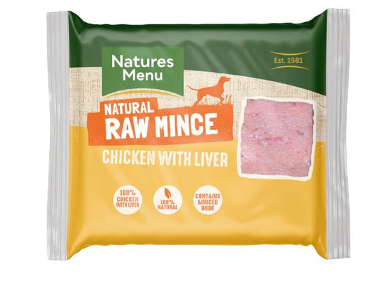 Natures Menu Frozen Chicken with Liver Mince Dog Food 400g