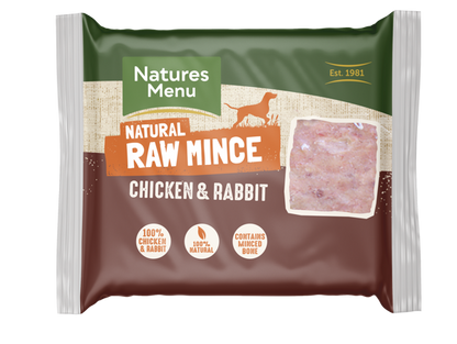 Natures Menu Frozen Just Chicken and Rabbit Mince Dog Food 400g