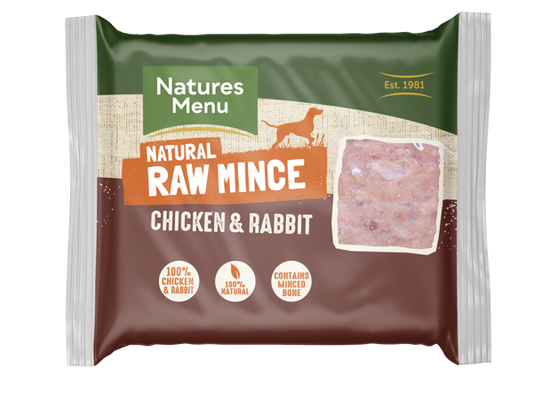 Natures Menu Frozen Just Chicken and Rabbit Mince Dog Food 400g